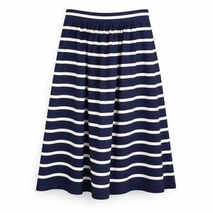 Polo Ralph Lauren Navy Stripe‎ Silk Blend Pleated Midi Skirt 4